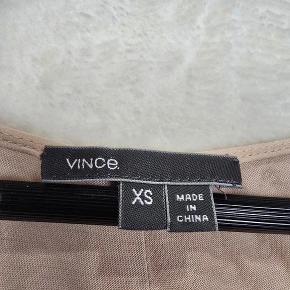 Vince Womens Mixed Media Silk Front Tank Top Blush Pink Scoop Neck XS - Picture 5 of 7